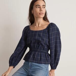 Madewell navy scoopneck peplum top